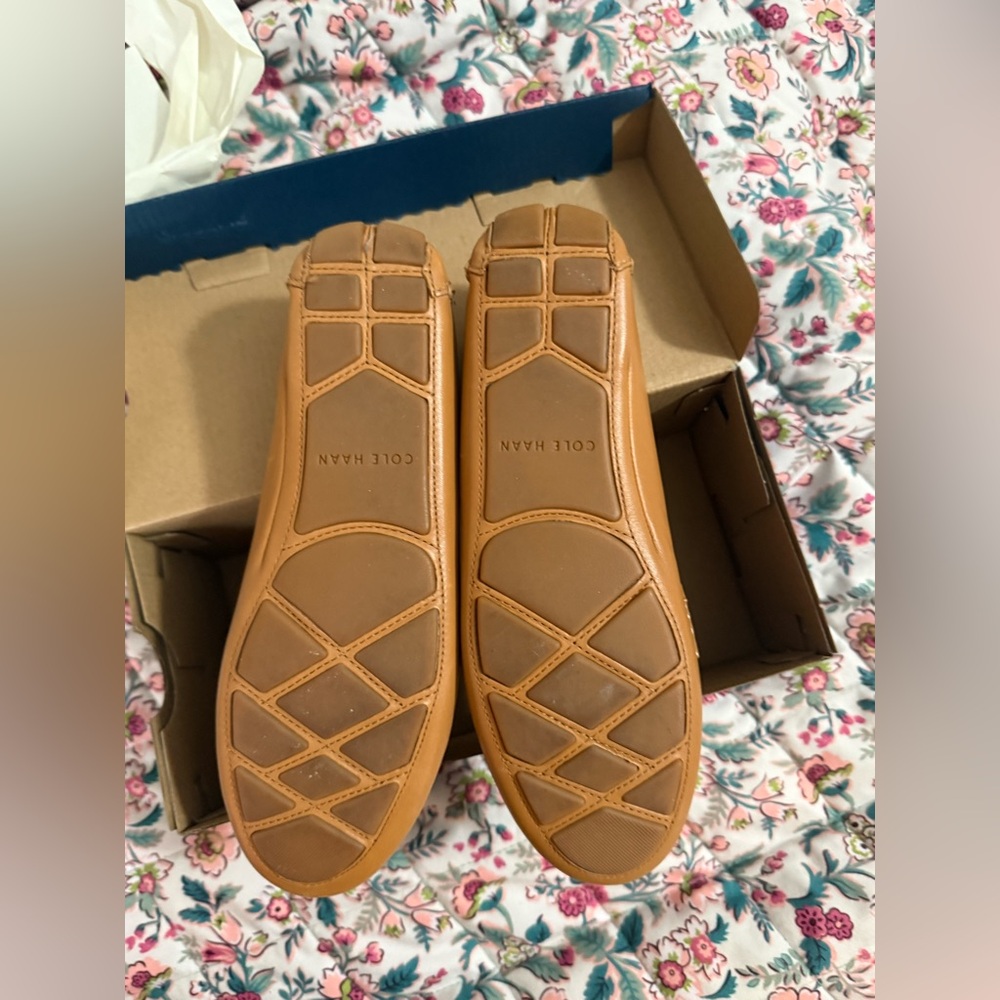Cole Haan Tan Leather Chain-Link Loafers - Picture 2 of 5